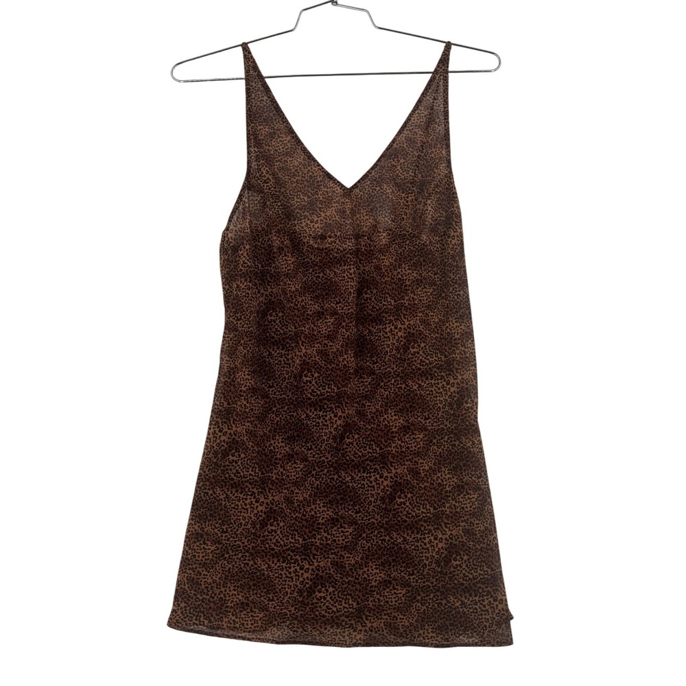 Victoria's Secret Chemise Women M Brown Excellent Leopard Print Sheer Slip Dress